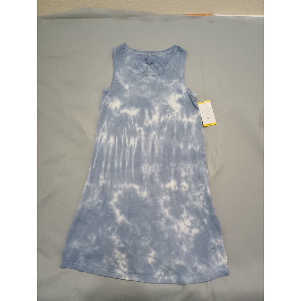 Thread & Supply Women Blue White Tie Dye Tank Dress Sleeveless Knee  Size Med